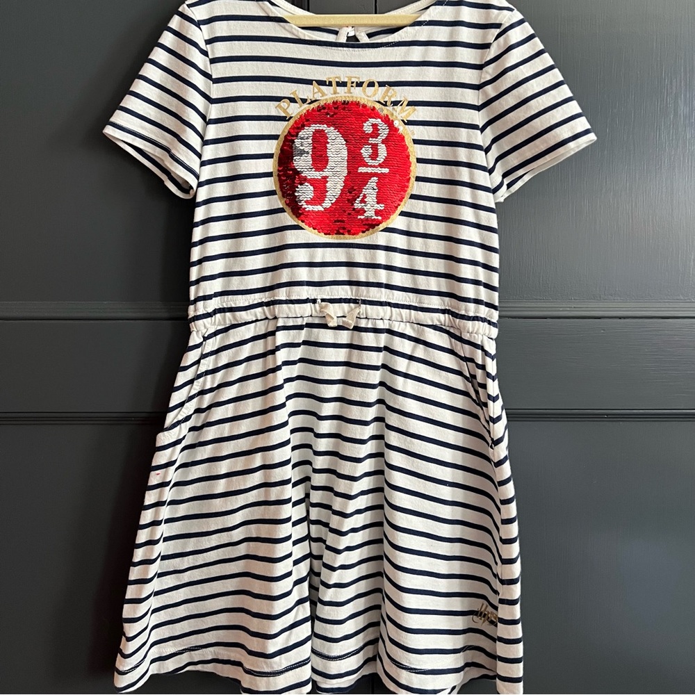 RARE Mini Boden x Harry Potter Platform 9 3/4 Flip Sequins Dress Size 7–8 Y